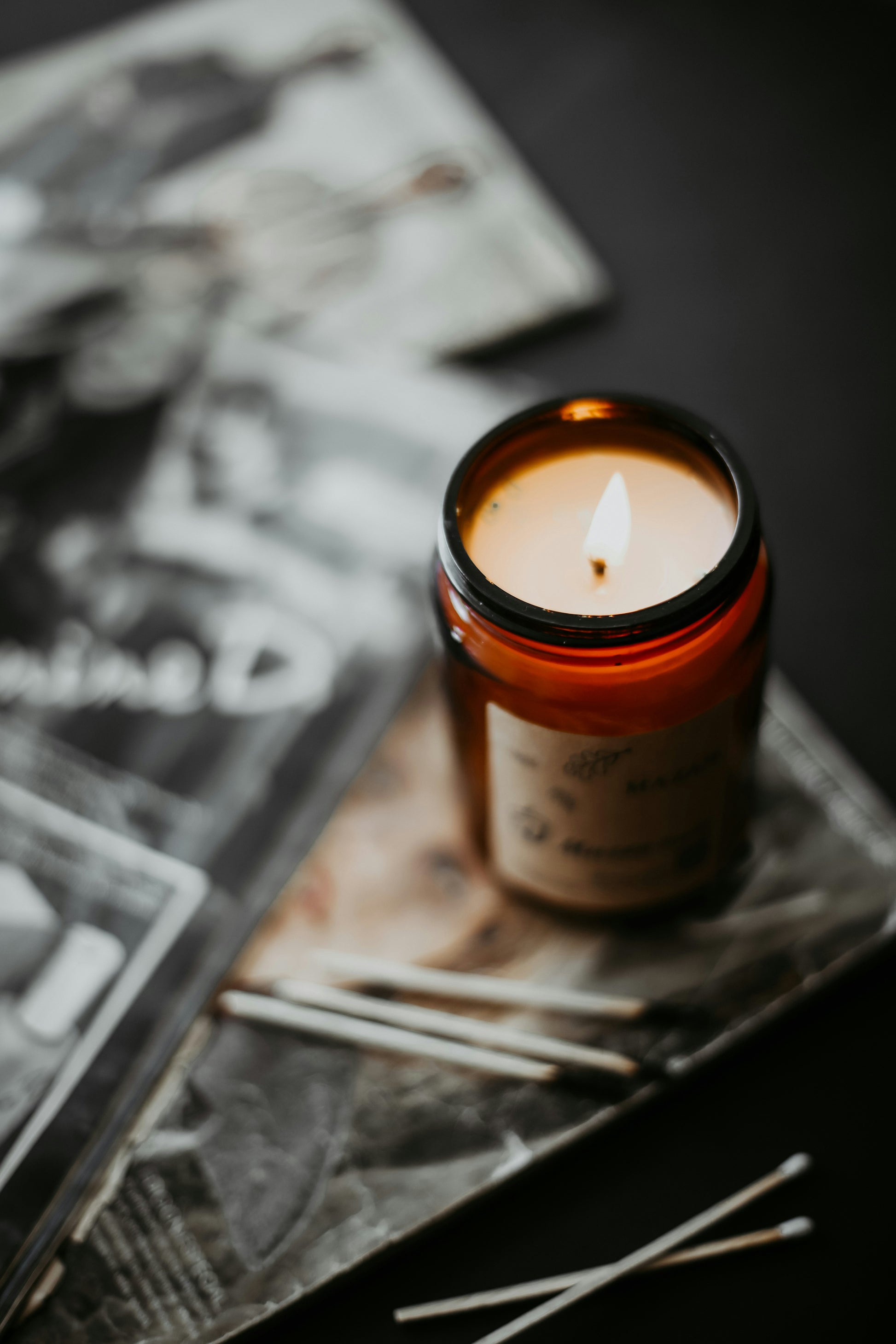 Bougie parfumée santal vue de dessus – contenant verre recyclé